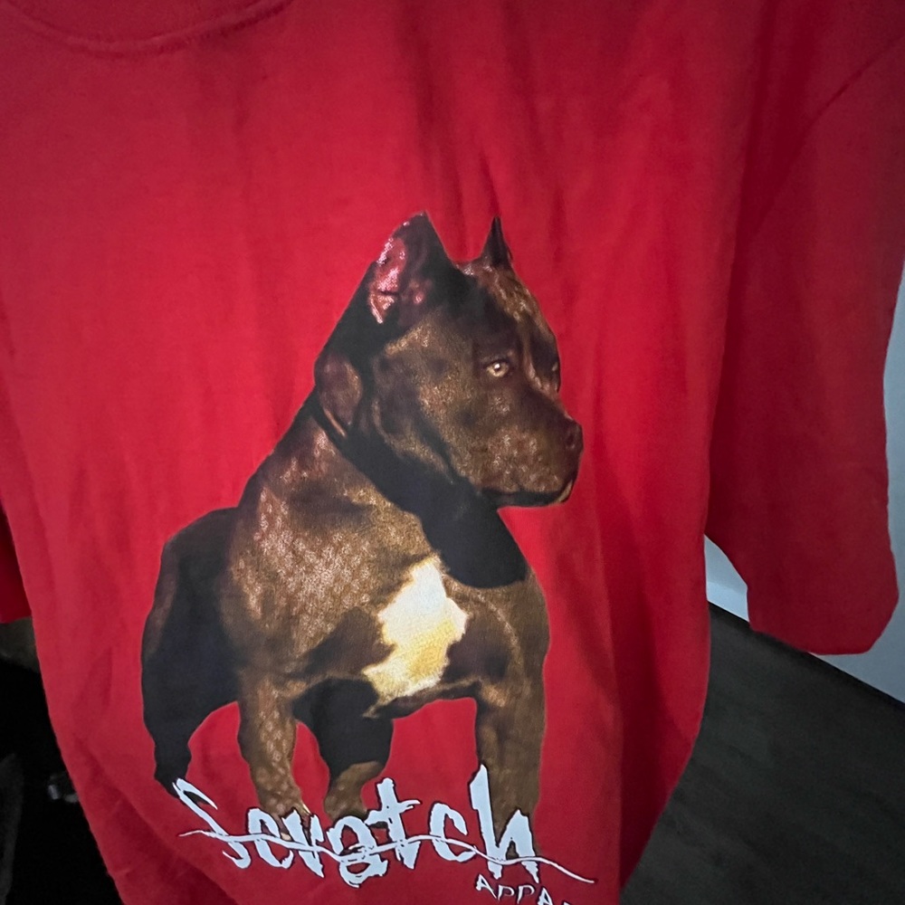 Men’s Scratch Pit Bull T-Shirt Red (12)